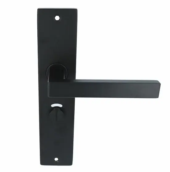 Deurklink Basis vierkant zwart Op langschild WC63/8 - Spoedlevering