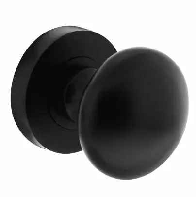 Voordelig - Intersteel knop vast op ronde rozet mat zwart