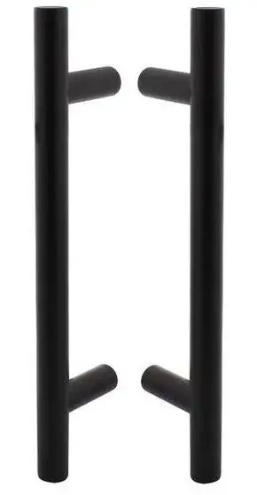 Zolang de voorraad strekt - Set deurgrepen T-vorm 400x65x20 HoH 300 mm rvs/mat zwart