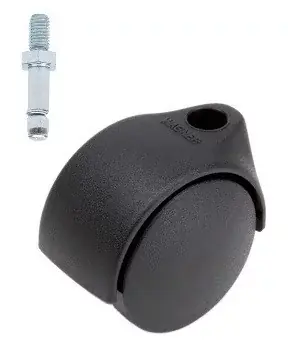 Online bestelbaar - Meubelwiel zwart Kunststof 40 mm Stift M10