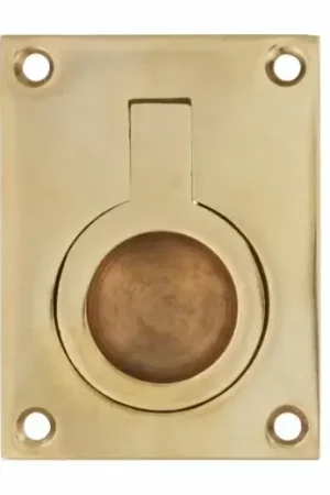 Bestelbaar - Intersteel Luikring recht 65mm x 49mm messing gelakt