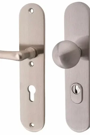 Aanbieding - SKG3 PC72 knop/kruk op ovaal schild Linea links + kerntrekbeveiliging mat nikkel/mat nikkel PVD