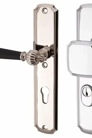 Aanbieding - SKG3 PC55 knop/kruk op schild Nouveau ebben links + kerntrekbeveiliging glans nikkel/glans chroom