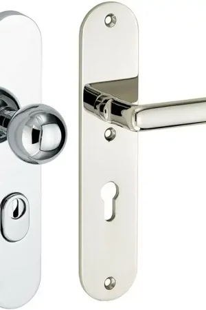Zeer goed beoordeeld | SKG3 PC92 knop/kruk op ovaal schild Padania rechts + kerntrekbeveiliging glans nikkel/glans chroom