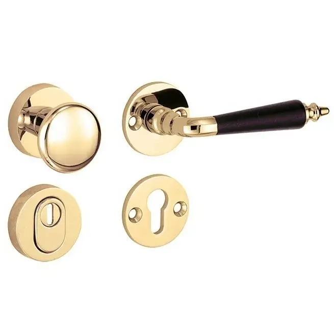 SKG3 knop/kruk op rozet Antique ebben rechts + kerntrekbeveiliging messing gelakt/messing PVD - Pak je kans