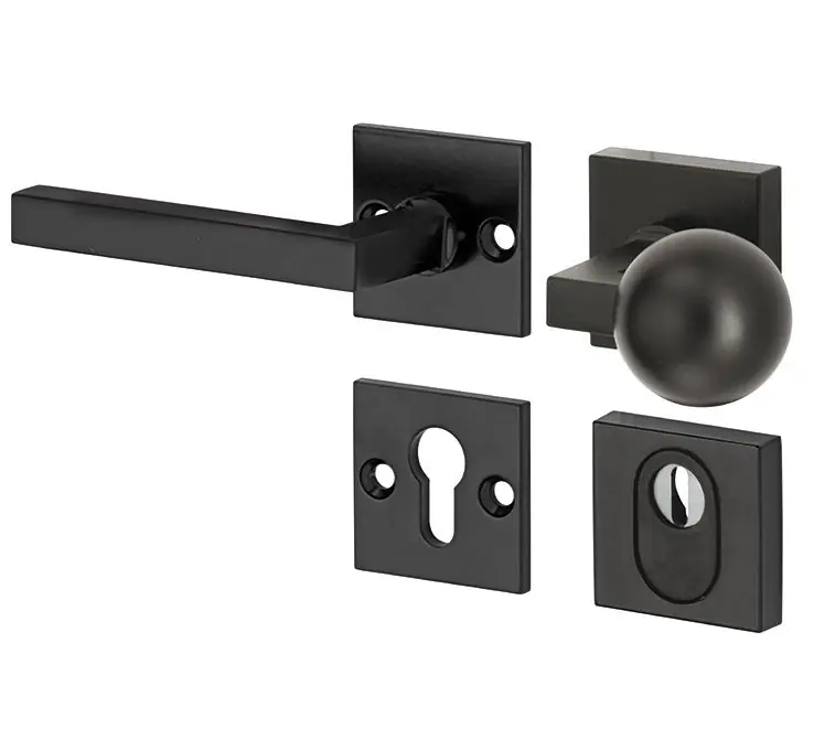 SKG3 knop/kruk op rozet Kare links + kerntrekbeveiliging mat zwart | Deal