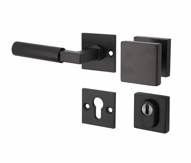 SKG3 knop/kruk op rozet Bauhaus links + kerntrekbeveiliging mat zwart - Aanbieding