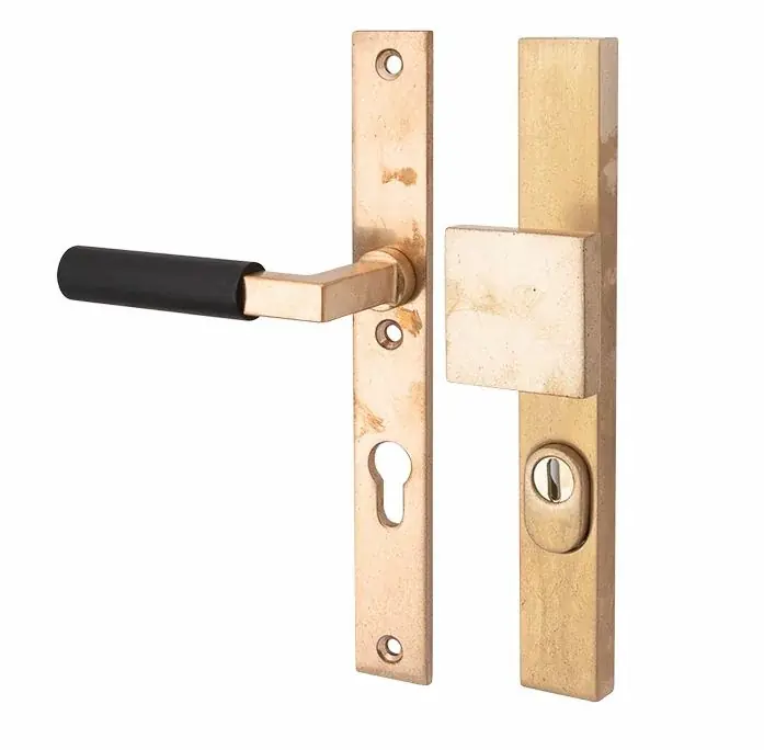 Alleen vandaag | SKG3 PC72 knop/kruk op smalschild Bauhaus ebben links + kerntrekbeveiliging messing antiek
