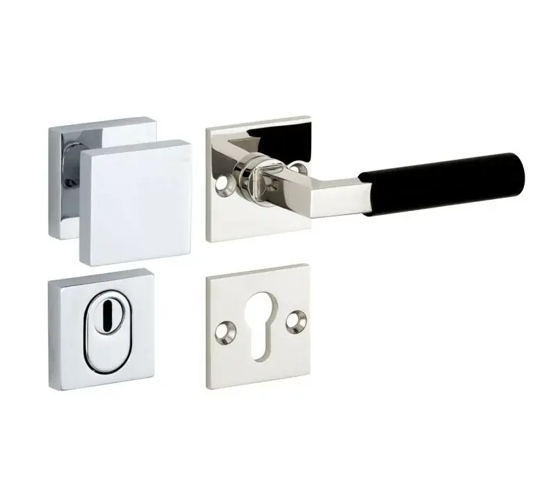 Voordelig - SKG3 knop/kruk op rozet Bauhaus ebben rechts + kerntrekbeveiliging glans nikkel/glans chroom