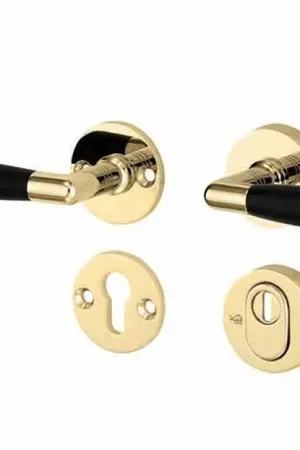 Aanbieding - SKG3 kruk/kruk op rozet Ton links + kerntrekbeveiliging messing gelakt/messing PVD