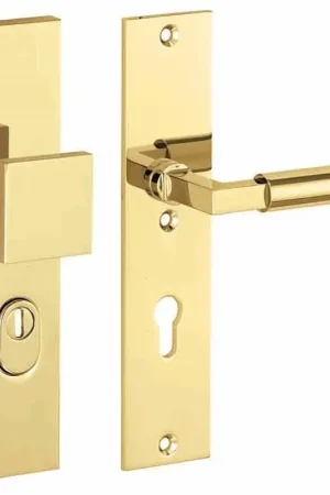 Aanbieding - SKG3 PC72 knop/kruk op schild Bauhaus rechts + kerntrekbeveiliging messing ongelakt