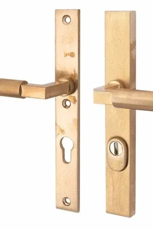 Alleen deze week - SKG3 PC55 kruk/kruk op smalschild Bauhaus links + kerntrekbeveiliging messing antiek