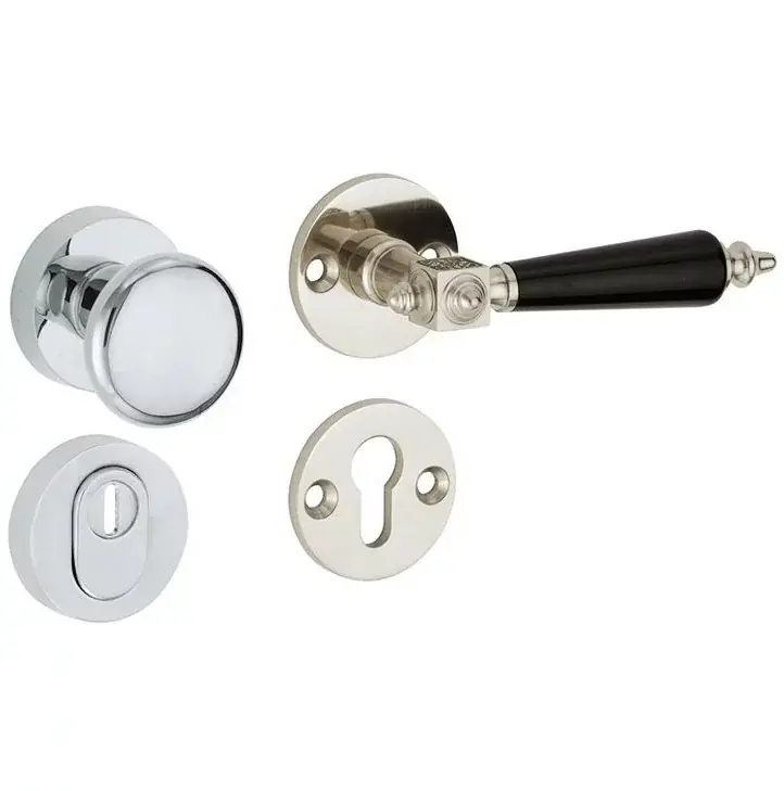 Opruiming - SKG3 knop/kruk op rozet Roman bakeliet rechts + kerntrekbeveiliging glans nikkel/glans chroom