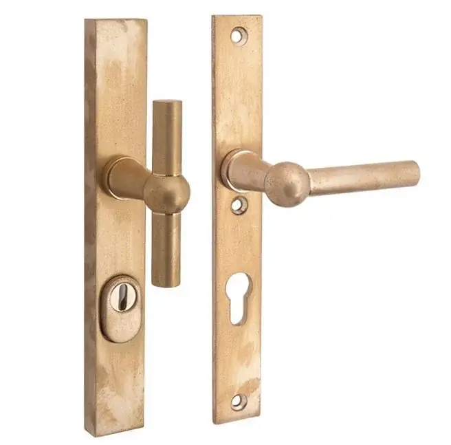 SKG3 PC92 knop/kruk op smalschild Chemin de fer rechts + kerntrekbeveiliging messing antiek - Bespaar meer