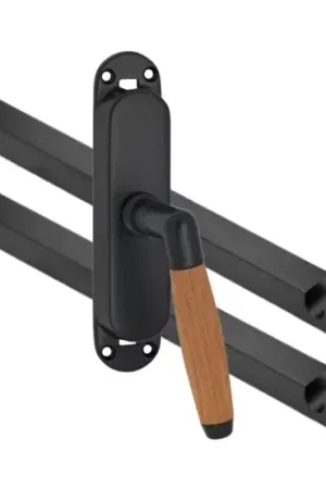 Actie loopt bijna af | Kruk-espagnolet Ton teak rechts mat zwart inclusief 2 stangen