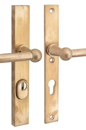 Aanbieding - SKG3 PC92 kruk/kruk op smalschild Chemin de fer rechts + kerntrekbeveiliging messing antiek