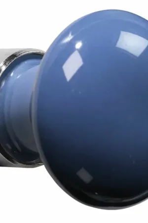 Wees er snel bij - Meubelknop Paddenstoel porselein 30mm glans nikkel/blauw