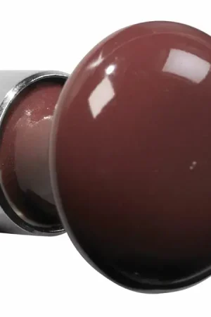 Aanrader | Meubelknop Paddenstoel porselein 30mm glans nikkel/bordeaux
