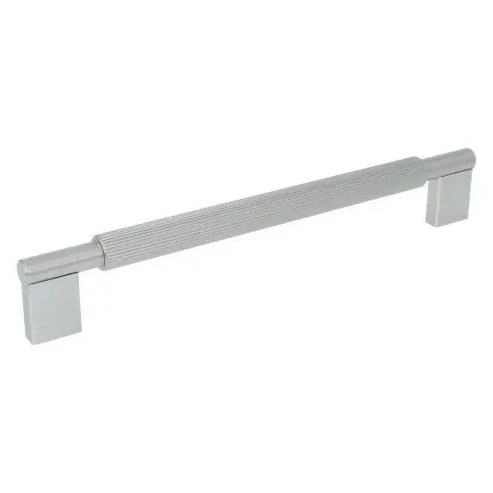 Meubelgreep geribbeld aluminium 192 mm rvs-look - Beperkte voorraad