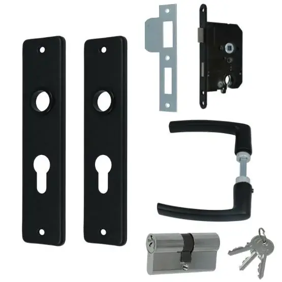 DX Set binnendeurbeslag deurklink op schild PC55 zwart - Direct kopen