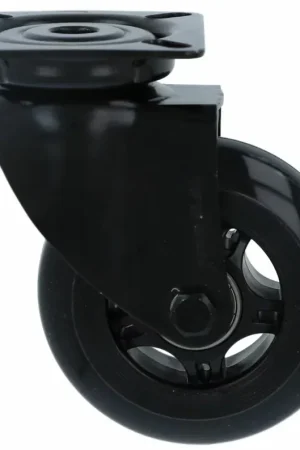 Zwenk Skatewiel zwart met bevestigingsplaat 75 mm - Nu beschikbaar