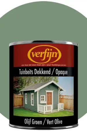 Aanbieding | Verfijn Tuinbeits Dekkend (Olijf groen) 0.75 Lite