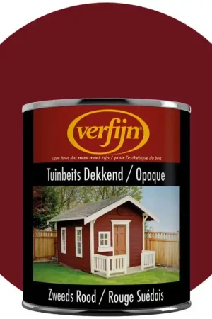 Topkwaliteit | Verfijn Tuinbeits Dekkend (Zweeds rood) 0,75 Lite