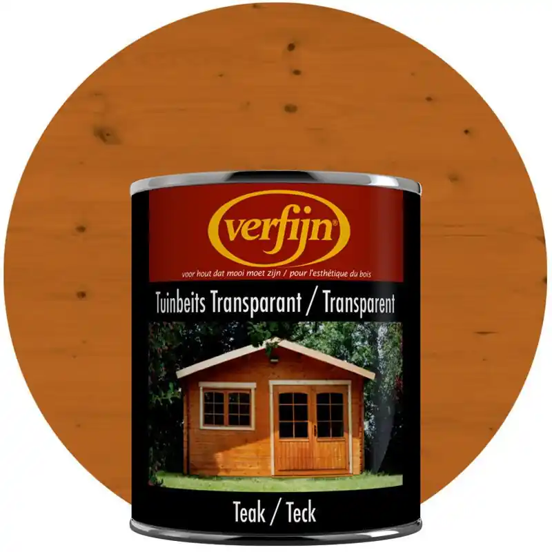 Topkwaliteit - Verfijn Tuinbeits Transparant (Teak) 0,75 Liter
