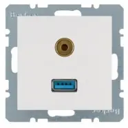 Korting | Berker 3315391909 S.1/B.3/B.7 USB/audio 3,5 mm mini-Jack wandcontactdoos polarwit mat