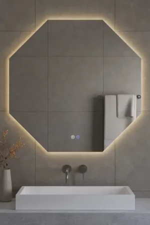 Alleen vandaag - Best-design "Honey" Octagon spiegel incl.verwarming, 3 kleuren LED verlichting, dimbaar 80x80cm