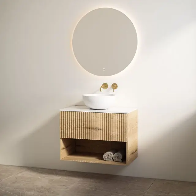 Net toegevoegd - Best-design badkamermeubelset "Rigatti-100" Halifax onderkast + Glans-wit meubelblad 100 cm