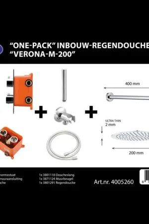 Zojuist toegevoegd - Best-design "One-Pack" inbouw-regendoucheset "Verona-M-200"