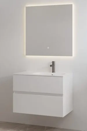 Wees er snel bij | Best-design badkamermeubelset "Splash-80" Glans-wit onderkast + wastafel met kraangat 80cm