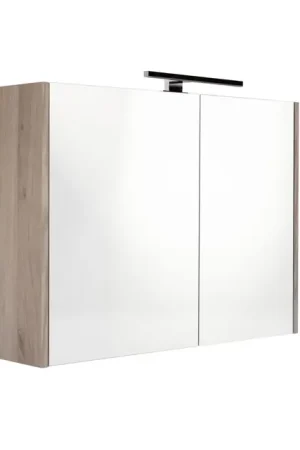 Best-design "Happy-Frosted-Brown" MDF spiegelkast + verlichting 80x60cm - Populair bij klanten